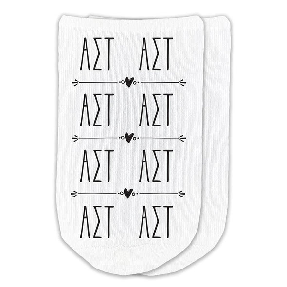 Alpha Sigma Tau sorority cotton socks with Greek letters part of this sorority gift pack