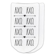 Alpha Chi Omega sorority no show socks the sorority Greek letters printed on the cotton socks