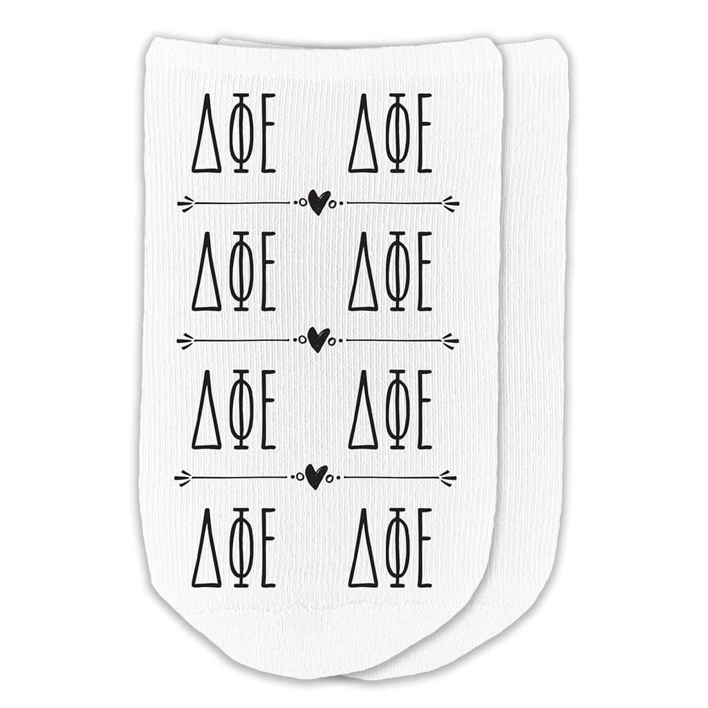 Delta Phi Epsilon sorority cotton socks with Greek letters are part of this sorority gift pack
