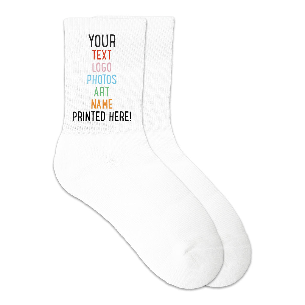 have fun and create your own custom printed socks with photos, text, logos, or graphic design