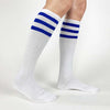 design your  own custom printed royal blue striped knee high sock, add your design to be printed on the outside of the socks
