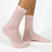 Blush flat knit dress socks.