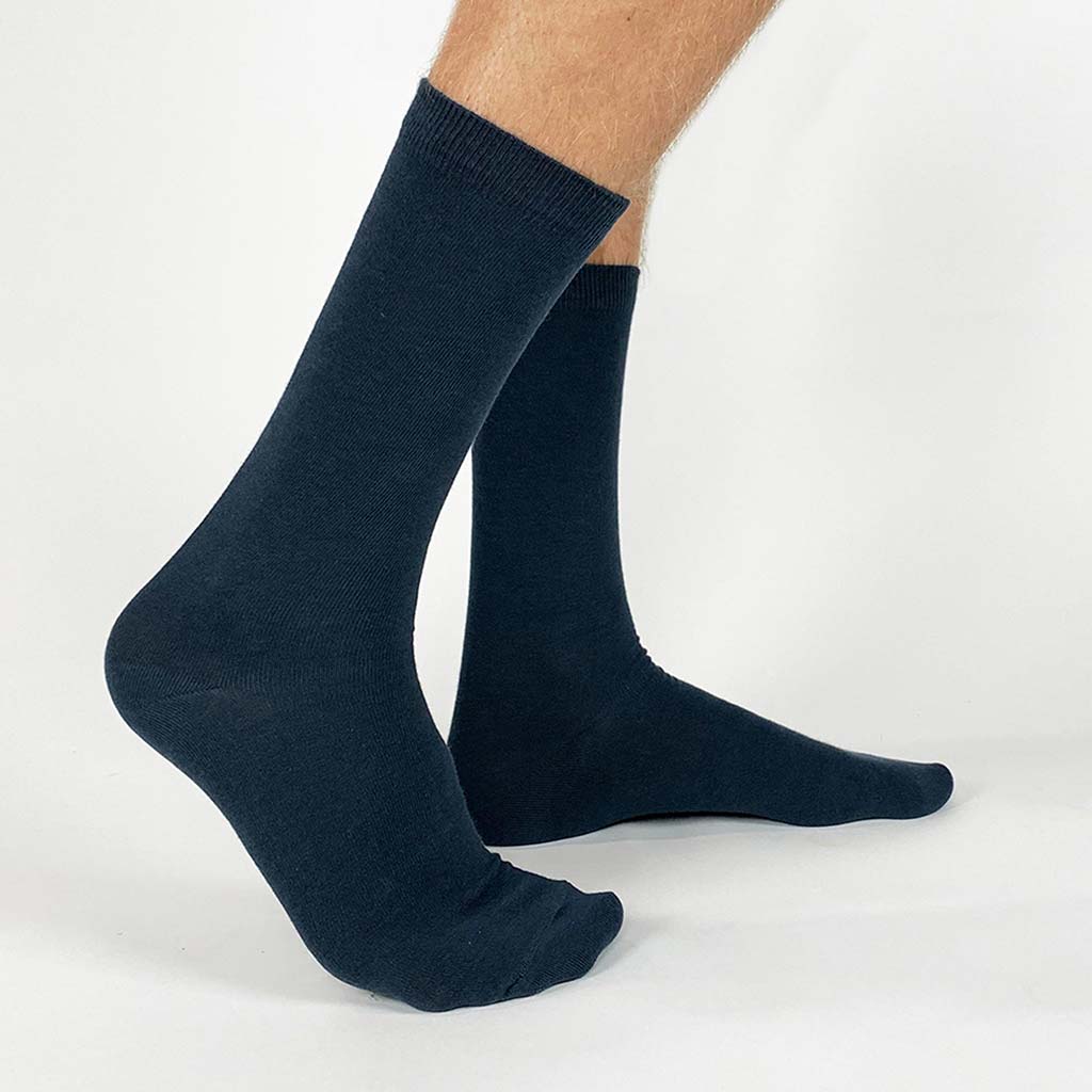 Custom printed flat knit dress socks design your own style available in nine colors.