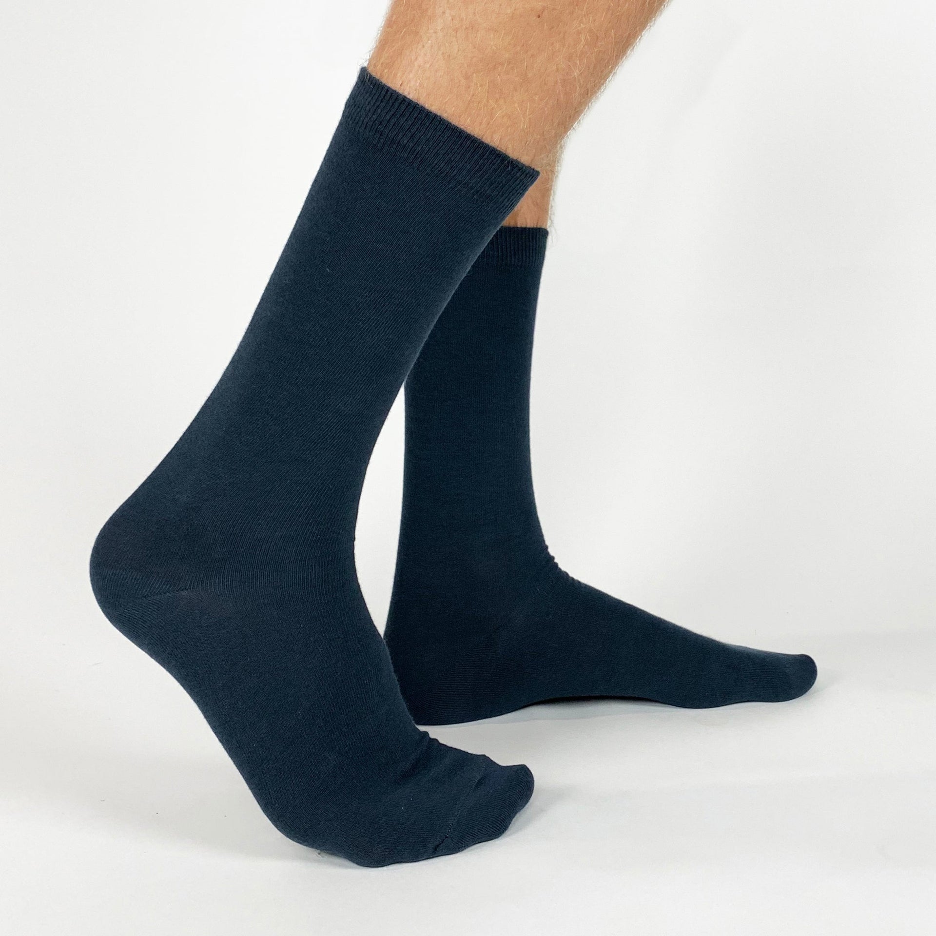 Charcoal flat knit dress socks.