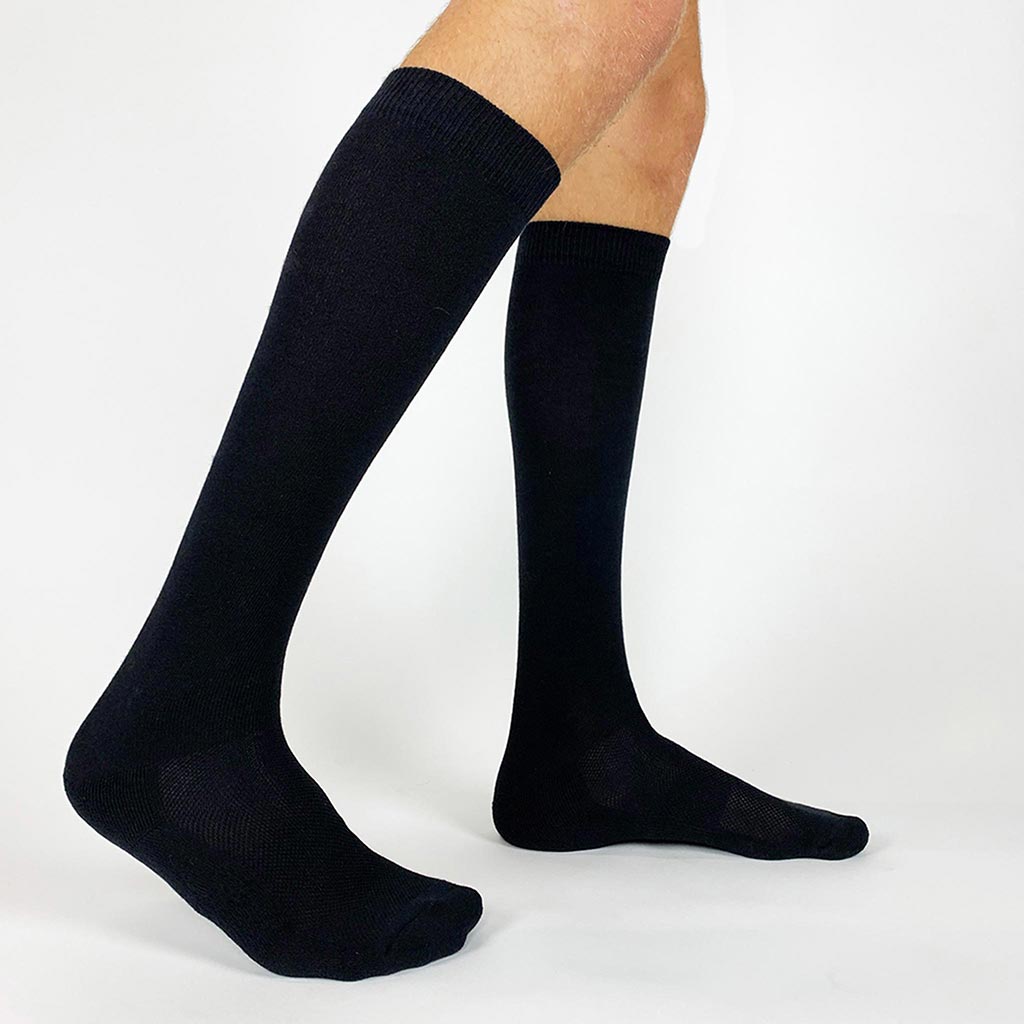 black cotton sport knee high socks for men personalized with your design