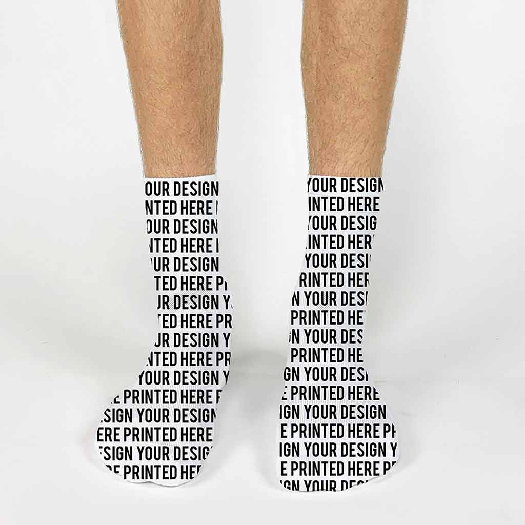custom printed all over print short crew socks for men
