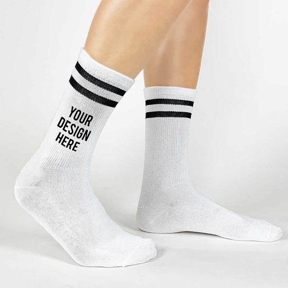 Custom striped socks printed with your design  on the side of the socks