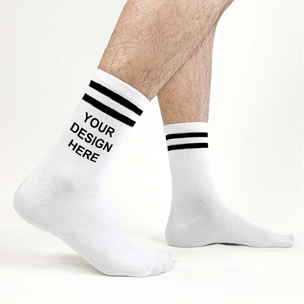 Custom Design 2 Striped Crew Socks for Men