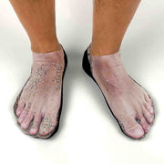 Original design by socksprints these digitally printed sandy feet are custom printed on no show gripper sole socks.