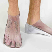 Sandy feet design digitally printed on no show socks for a super cool original look.