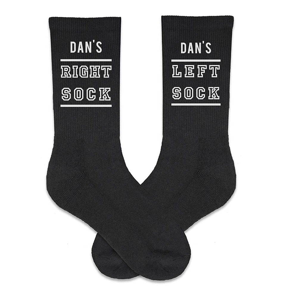 Funny Right and Left Socks Personalized with a Person's Name