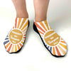 I'm walking on sunshine design digitally printed on no show gripper sole socks.