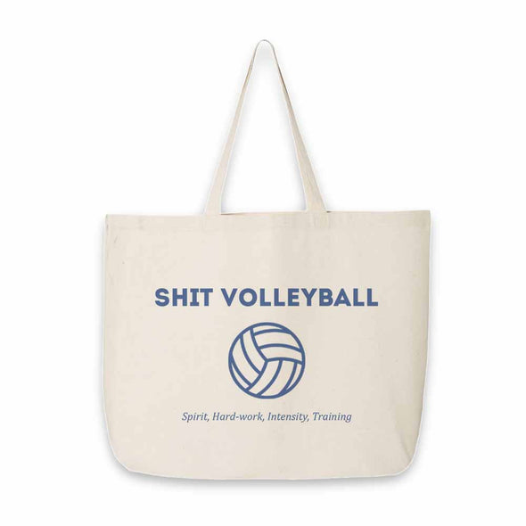 SHIT Volleyball Club Large Canvas Tote Bag - Blue