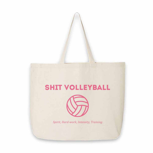 SHIT Volleyball Club Large Canvas Tote Bag - Pink