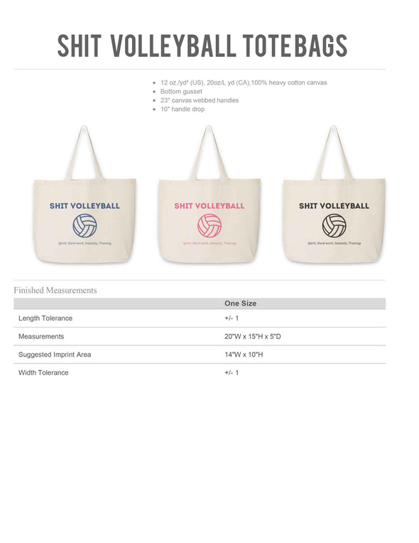 SHIT Volleyball Club Large Canvas Tote Bag - Pink