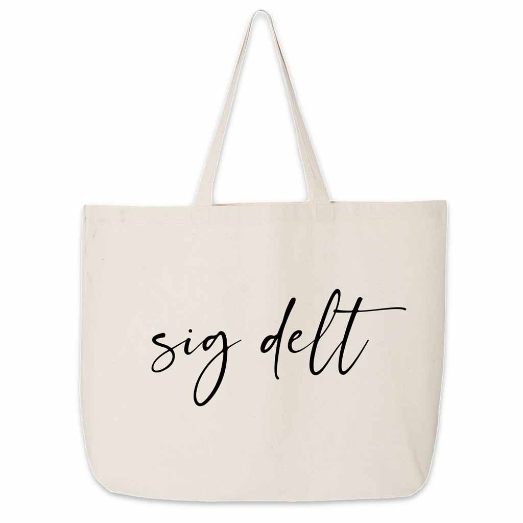 Sigma Delta Tau sorority nickname digitally printed on canvas tote bag is a great gift for your sorority sister.