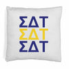 Sigma Delta Tau sorority colors X3 digitally printed in sorority colors on white or natural cotton throw pillow cover.