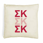 Sigma Kappa sorority letters digitally printed in sorority colors on white or natural cotton throw pillow cover makes a great affordable gift idea.