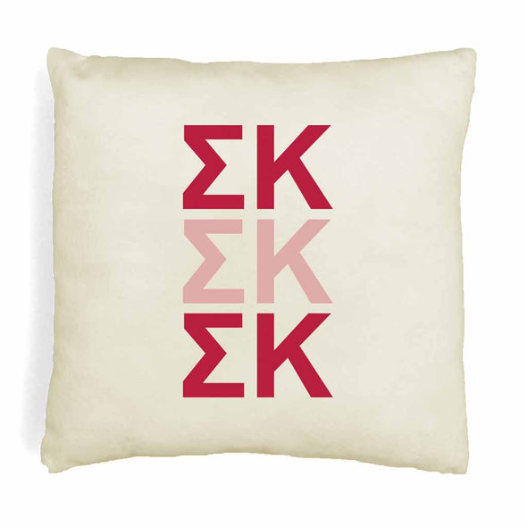 Sigma Kappa sorority letters digitally printed in sorority colors on white or natural cotton throw pillow cover makes a great affordable gift idea.