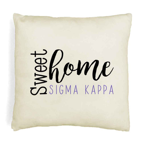 Sweet home Sigma Kappa custom throw pillow cover digitally printed on white or natural cover.
