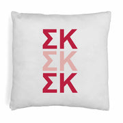 Sigma Kappa sorority letters digitally printed in sorority colors on throw pillow cover.