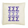 Sigma Sigma Sigma sorority letters digitally printed in sorority colors on white or natural cotton throw pillow cover makes a great affordable gift idea.
