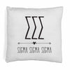 Sigma Sigma Sigma sorority name and letters in boho style design digitally printed on throw pillow cover.