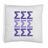 Sigma Sigma Sigma sorority colors X3 digitally printed in sorority colors on white or natural cotton throw pillow cover.