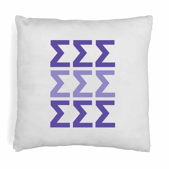 Sigma Sigma Sigma sorority colors X3 digitally printed in sorority colors on white or natural cotton throw pillow cover.