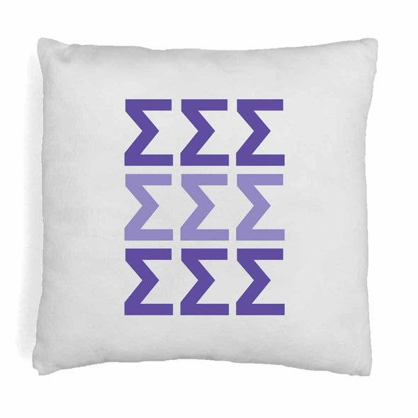 Sigma Sigma Sigma sorority colors X3 digitally printed in sorority colors on white or natural cotton throw pillow cover.
