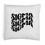 Sigma Sigma Sigma sorority name in mod style design digitally printed on throw pillow cover.
