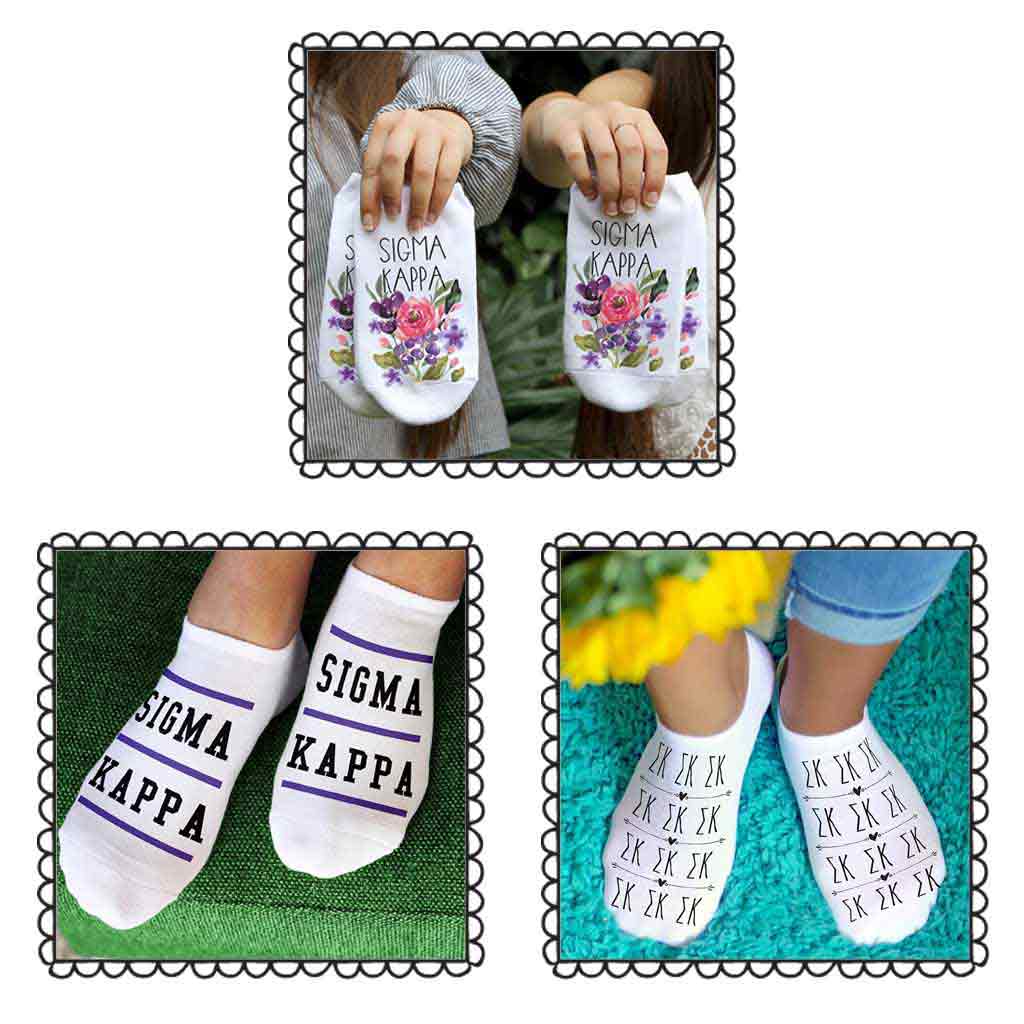 Trendy Sigma Kappa cotton no show socks great for senior sorority gift