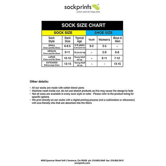 Sock sizing chart.