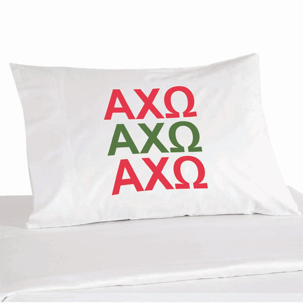 Alpha Chi Omega Sorority Letters Custom Printed in Sorority Colors Pillowcase