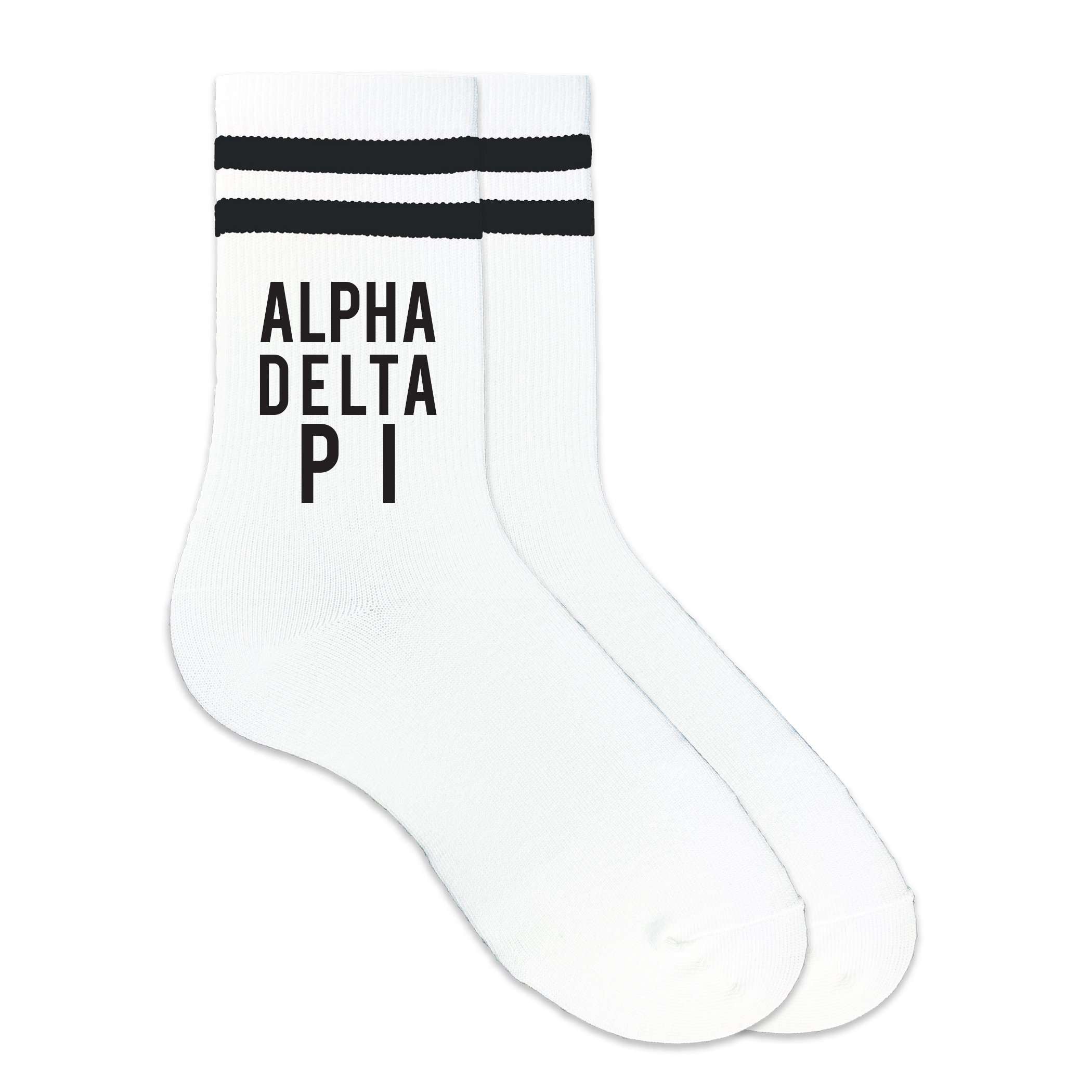 AD Pi Socks - Official Greek Gear Striped Crew Socks