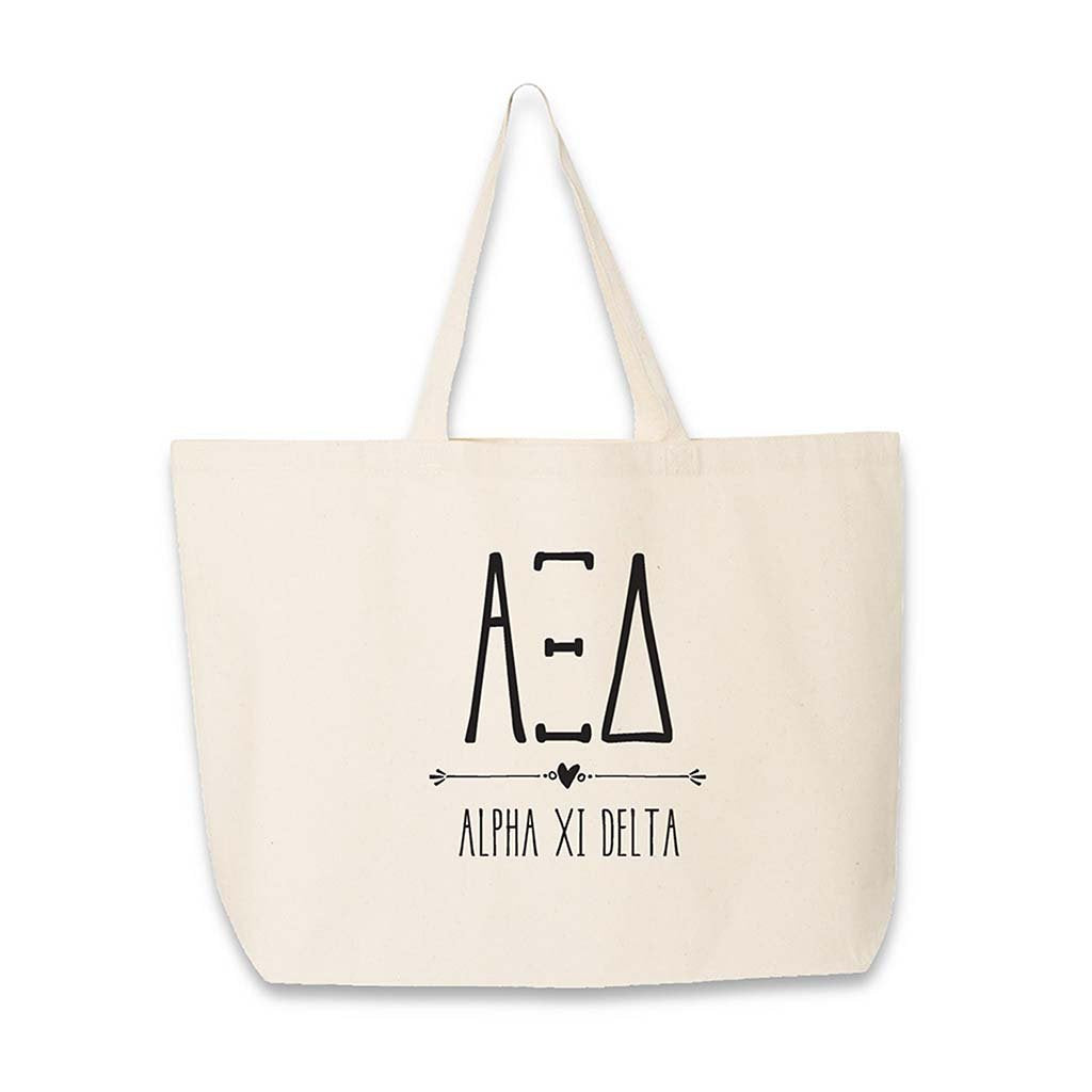 Alpha Xi Delta sorority canvas tote bags make great sorority gifts