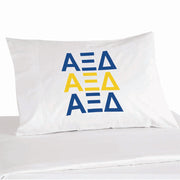 Alpha Xi Delta sorority letters in sorority colors custom printed on pillowcase