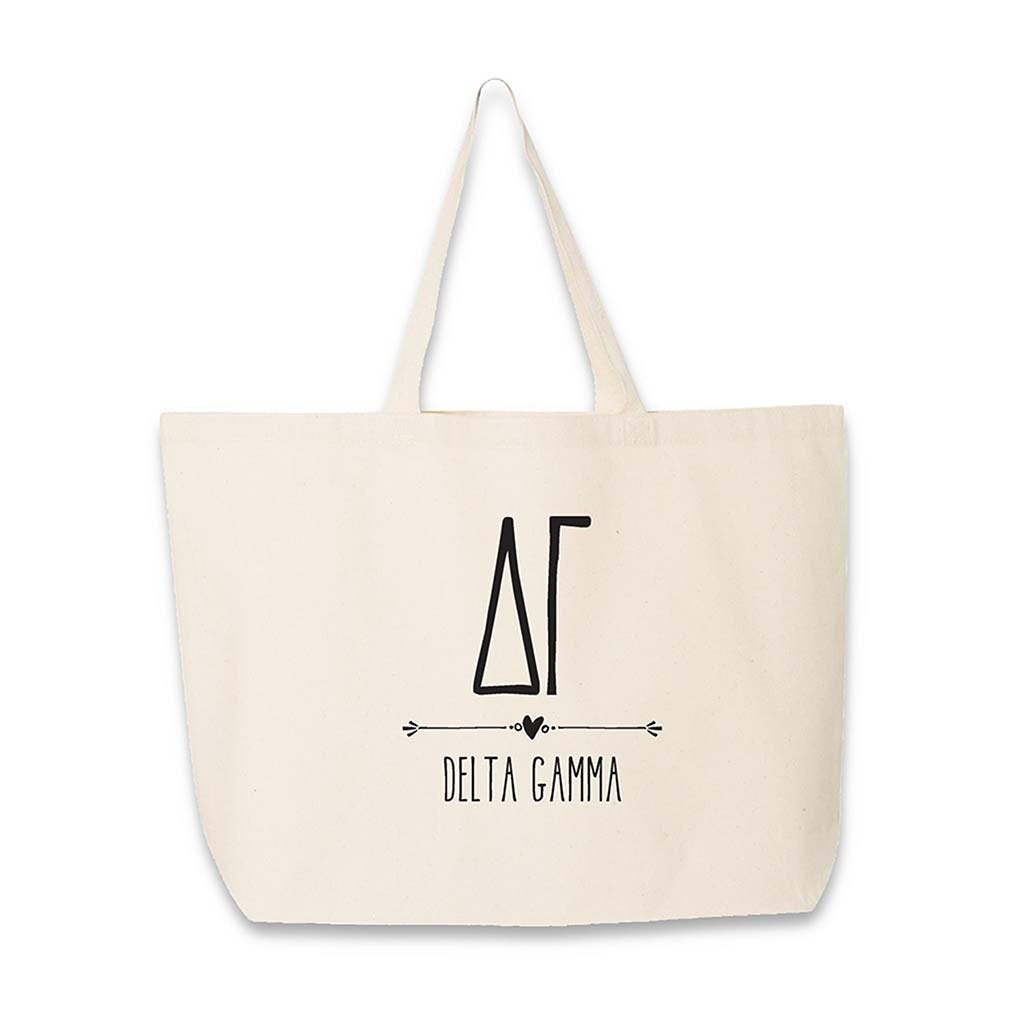 Delta Gamma Sorority Greek Letters and Name Canvas Tote – Sockprints