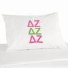 Delta Zeta sorority letters digitally printed on pillowcase in sorority colors.