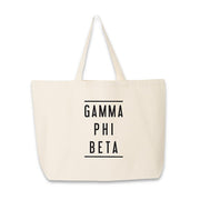 Gamma Phi Beta printed on a natural cotton canvas tote