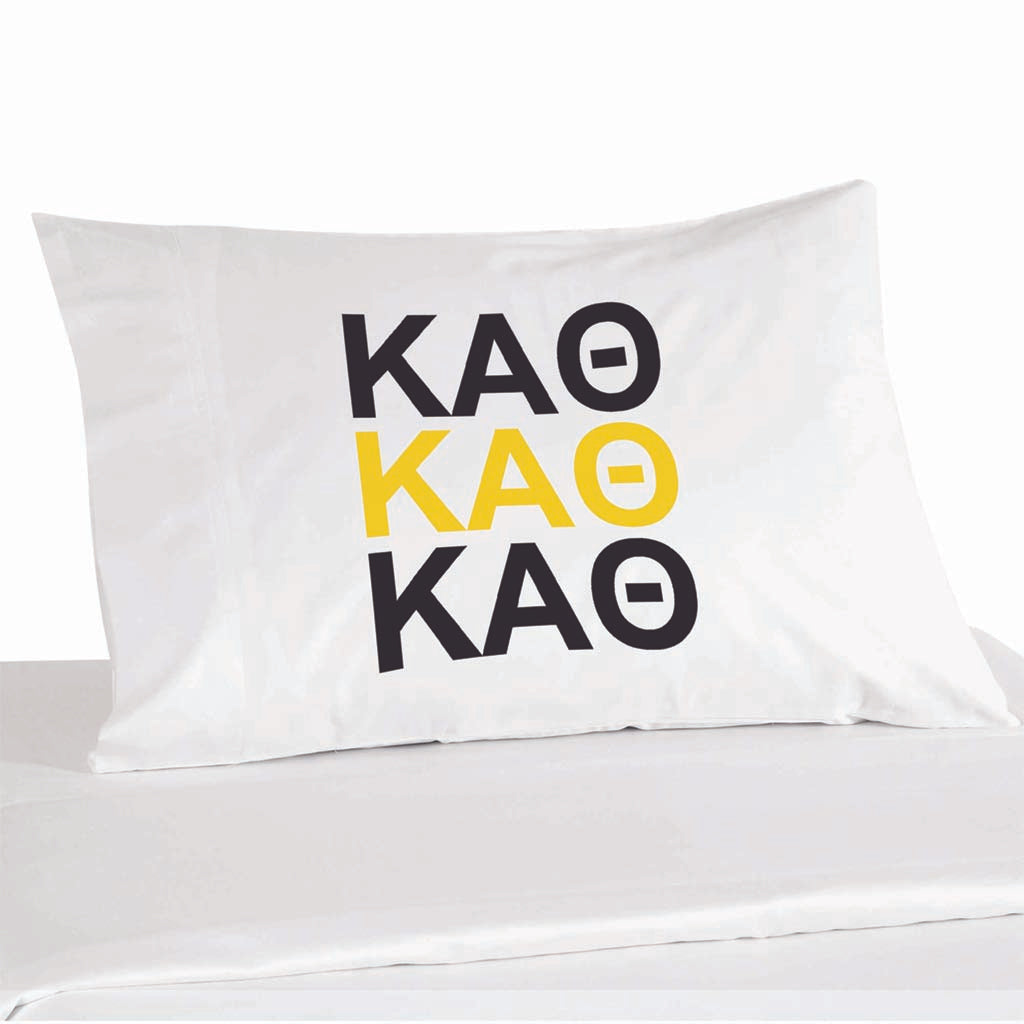 Kappa Alpha Theta sorority letters custom printed in sorority colors on pillowcase
