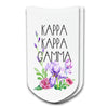 Kappa Kappa Gamma sorority name watercolor floral design custom printed on white cotton no show socks
