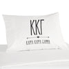 Kappa Kappa Gamma sorority name and letters custom printed on white cotton pillowcase