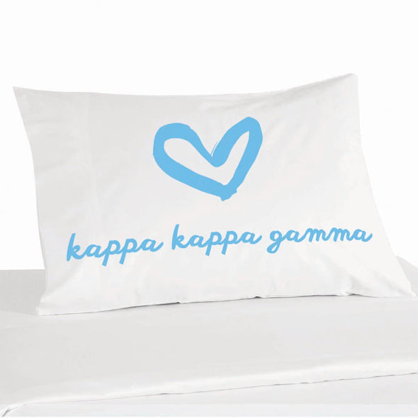 Kappa Kappa Gamma sorority name and heart design custom printed on pillowcase