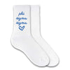 Phi Sigma Sigma sorority name and heart design custom printed on white cotton crew socks
