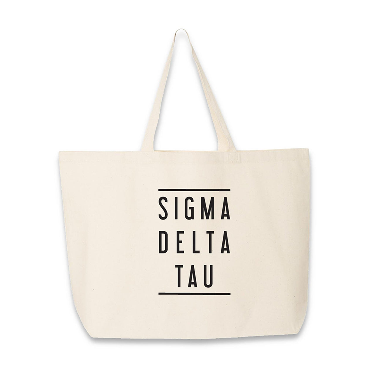 Sigma Delta Tau printed on a natural cotton canvas tote