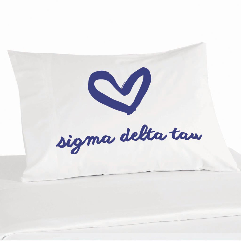 Sigma Delta Tau sorority name custom printed on pillowcase
