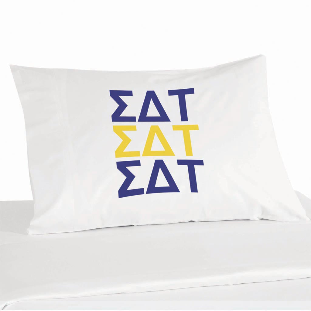 Sigma Delta Tau sorority letters custom printed on pillowcase