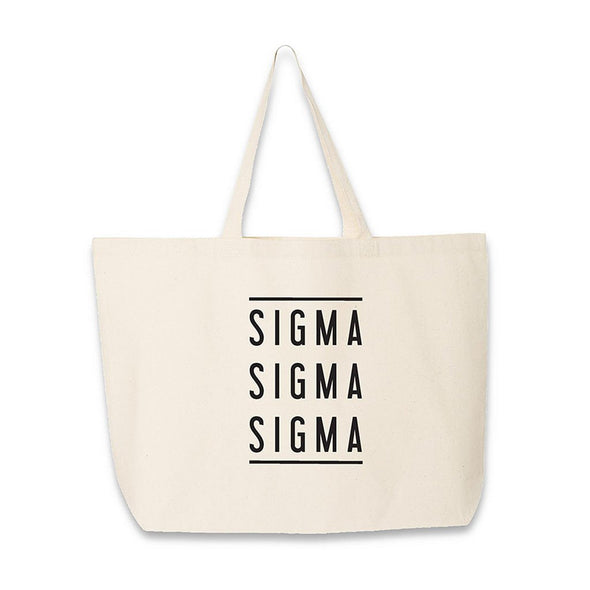 Sigma Sigma Sigma printed on a natural cotton canvas tote