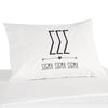 Sigma Sigma Sigma sorority name and letters custom printed on white cotton pillowcase
